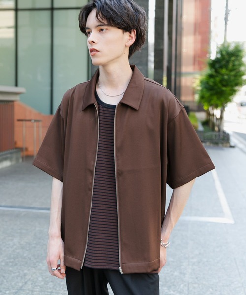 SENSE OF PLACE by URBAN RESEARCH(センスオブプレイスバイアーバンリサーチ)の「ZIPショートスリーブルーズシャツ(シャツ/ブラウス・メンズ・ミント/ブラック/ブラウン・MEDIUM/LARGE)」の10枚目の写真