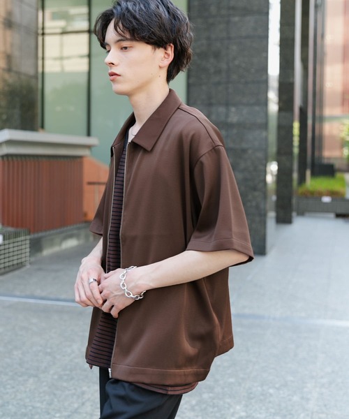 SENSE OF PLACE by URBAN RESEARCH(センスオブプレイスバイアーバンリサーチ)の「ZIPショートスリーブルーズシャツ(シャツ/ブラウス・メンズ・ミント/ブラック/ブラウン・MEDIUM/LARGE)」の11枚目の写真