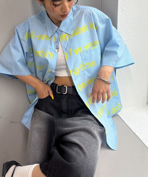 Sourcream（サワークリーム）の「【Sourcream/サワークリーム】メッセージプリント半袖シャツ（シャツ/ブラウス・レディース・ブルー/グリーン・FREE）」の20枚目の写真