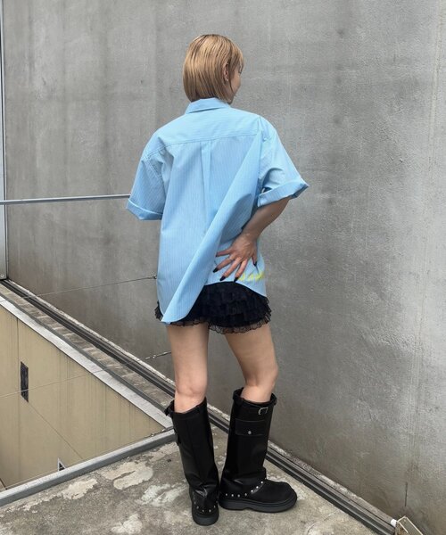 Sourcream（サワークリーム）の「【Sourcream/サワークリーム】メッセージプリント半袖シャツ（シャツ/ブラウス・レディース・ブルー/グリーン・FREE）」の5枚目の写真