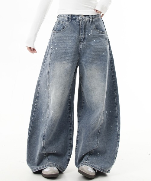 mushwear（マッシュウェア）の「インクジェットウォッシュカーブデニム（デニムパンツ・メンズ・ブラック/ブルー・MEDIUM/SMALL/LARGE/X-LARGE）」の2枚目の写真