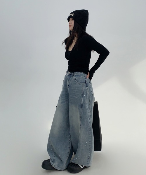 mushwear（マッシュウェア）の「インクジェットウォッシュカーブデニム（デニムパンツ・メンズ・ブラック/ブルー・MEDIUM/SMALL/LARGE/X-LARGE）」の9枚目の写真