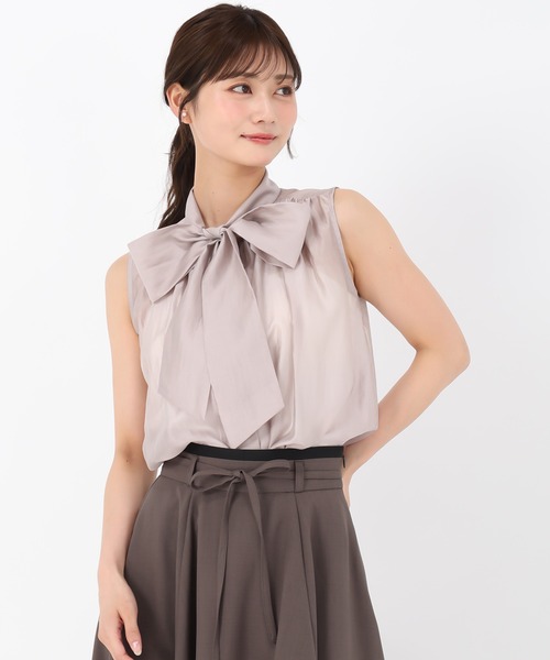 MISCH MASCH(ミッシュマッシュ)の「ノースリーブリボンブラウス(シャツ/ブラウス・レディース・ブラック/ピンク/ベージュ・フリ-)」の14枚目の写真