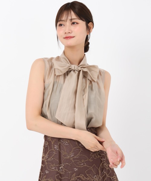 MISCH MASCH(ミッシュマッシュ)の「ノースリーブリボンブラウス(シャツ/ブラウス・レディース・ブラック/ピンク/ベージュ・フリ-)」の15枚目の写真