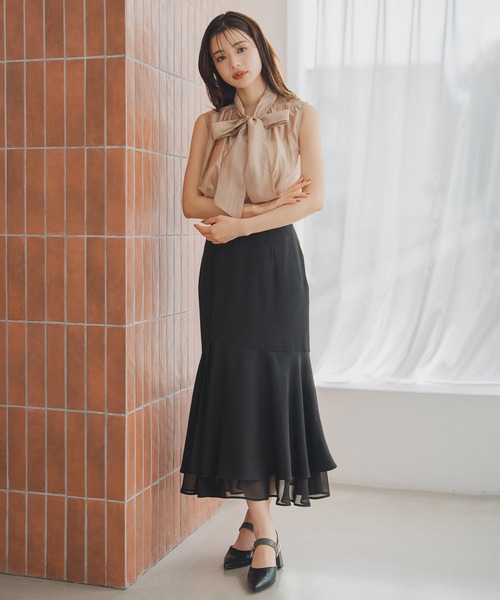 MISCH MASCH(ミッシュマッシュ)の「ノースリーブリボンブラウス(シャツ/ブラウス・レディース・ブラック/ピンク/ベージュ・フリ-)」の8枚目の写真