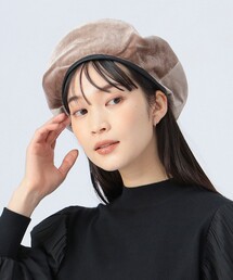 BEAMS HEART | フェイクレザーパイピング ベロア ベレー帽(ハンチング/ベレー帽)