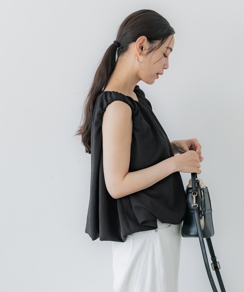 coca(coca)(コカ)の「バルーンノースリーブブラウス(シャツ/ブラウス・レディース・ブラック/ホワイト・S/M/L)」の4枚目の写真