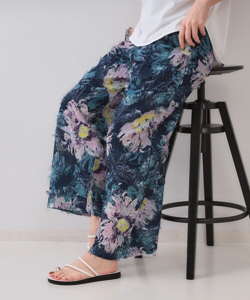 irojikake フリンジイージーパンツ ブロックプリント イージーパンツ Flower stripe – SUKOBURU