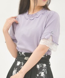axes femme | 接触冷感袖レースメロープルオーバー(Tシャツ/カットソー)