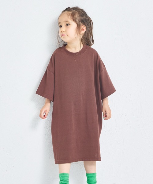 pairmanon（ペアマノン）の「バックロゴ プリント Tシャツワンピース（ワンピース・キッズ・ブラウン/ネイビー/ピンク系その他・140/110/90/100/130/150/120）」の4枚目の写真