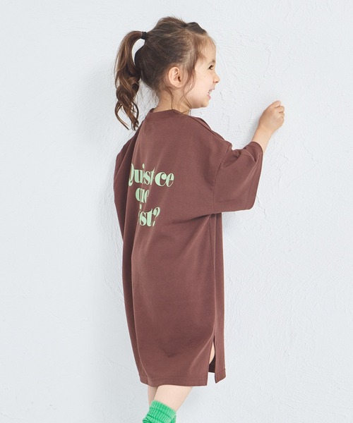 pairmanon（ペアマノン）の「バックロゴ プリント Tシャツワンピース（ワンピース・キッズ・ブラウン/ネイビー/ピンク系その他・140/110/90/100/130/150/120）」の5枚目の写真