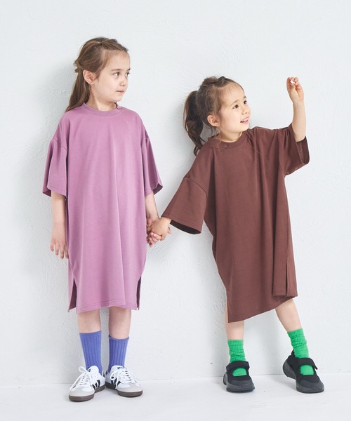 pairmanon（ペアマノン）の「バックロゴ プリント Tシャツワンピース（ワンピース・キッズ・ブラウン/ネイビー/ピンク系その他・140/110/90/100/130/150/120）」の7枚目の写真