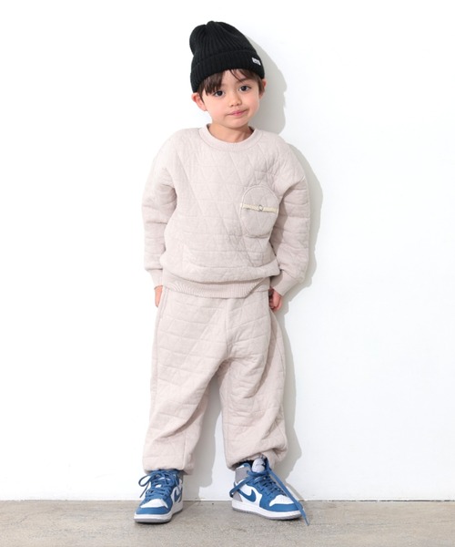 Ocean&Ground(オーシャン&グラウンド)の「トライアングルキルトワイドジョガーパンツ(スウェットパンツ・キッズ・オリーブ/グレイッシュベージュ/ブラック/ブルー系その他・100/140/130/120/110/90/80)」の11枚目の写真