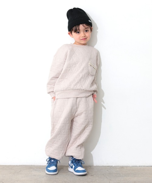 Ocean&Ground(オーシャン&グラウンド)の「トライアングルキルトワイドジョガーパンツ(スウェットパンツ・キッズ・オリーブ/グレイッシュベージュ/ブラック/ブルー系その他・100/140/130/120/110/90/80)」の6枚目の写真