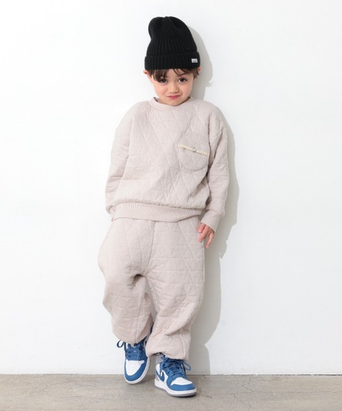 Ocean&Ground(オーシャン&グラウンド)の「トライアングルキルトワイドジョガーパンツ(スウェットパンツ・キッズ・オリーブ/グレイッシュベージュ/ブラック/ブルー系その他・100/140/130/120/110/90/80)」の10枚目の写真