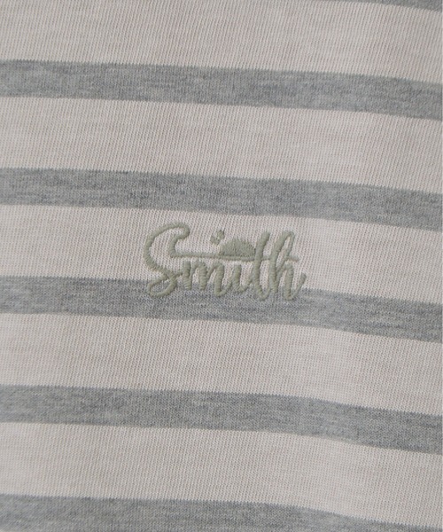 Sunny Smith（サニースミス）の「ボーダーオーバーダイ ラグランロゴ刺繍Ｔシャツ（Tシャツ/カットソー・メンズ・オリーブ/ベージュ/スミクロ・LARGE/MEDIUM）」の5枚目の写真