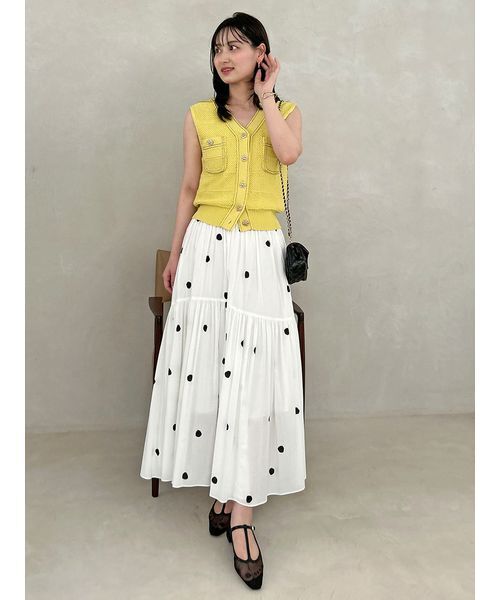 SNIDEL（スナイデル）の「ギャザーフレアスカート（スカート・レディース・ホワイト/イエロー/ドット・1/0）」の10枚目の写真