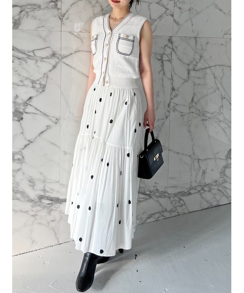 SNIDEL（スナイデル）の「ギャザーフレアスカート（スカート・レディース・ホワイト/イエロー/ドット・1/0）」の8枚目の写真