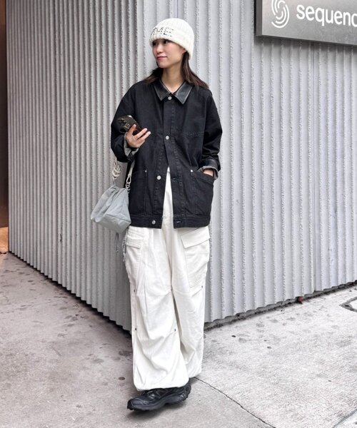 CIAOPANIC TYPY（チャオパニックティピー）の「【ユニセックス】レザーカラーウエスタンデニムジャケット/セットアップアイテムあり（デニムジャケット・メンズ・ブルー/ベージュ/ブラック・LARGE/MEDIUM）」の6枚目の写真