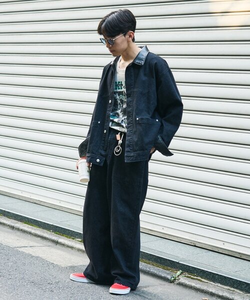 セール】【ユニセックス】レザーカラーウエスタンデニムジャケット