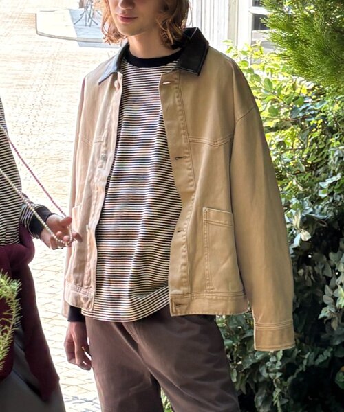 セール】【ユニセックス】レザーカラーウエスタンデニムジャケット