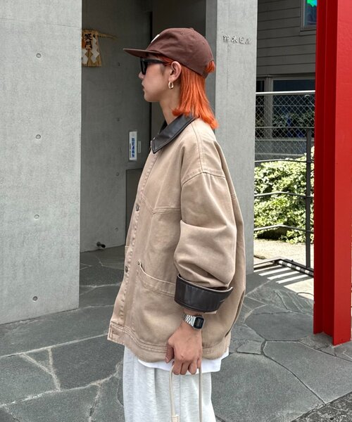 セール】【ユニセックス】レザーカラーウエスタンデニムジャケット