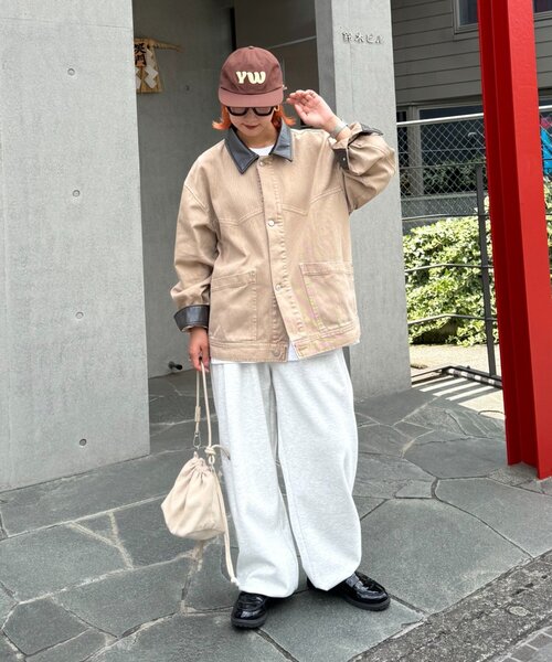 セール】【ユニセックス】レザーカラーウエスタンデニムジャケット