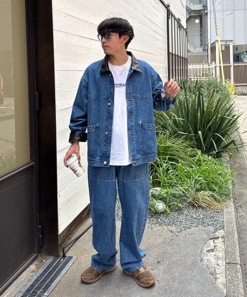 セール】【ユニセックス】レザーカラーウエスタンデニムジャケット