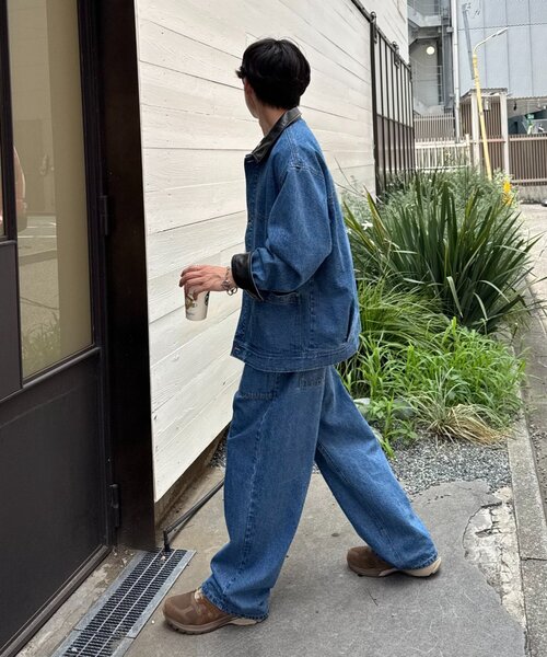 セール】【ユニセックス】レザーカラーウエスタンデニムジャケット