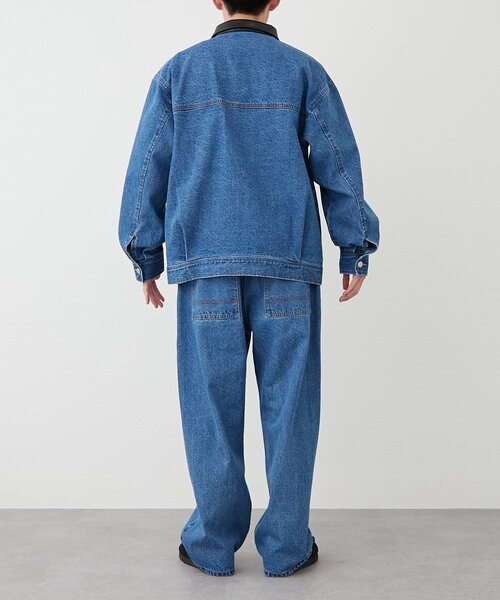 セール】【ユニセックス】レザーカラーウエスタンデニムジャケット