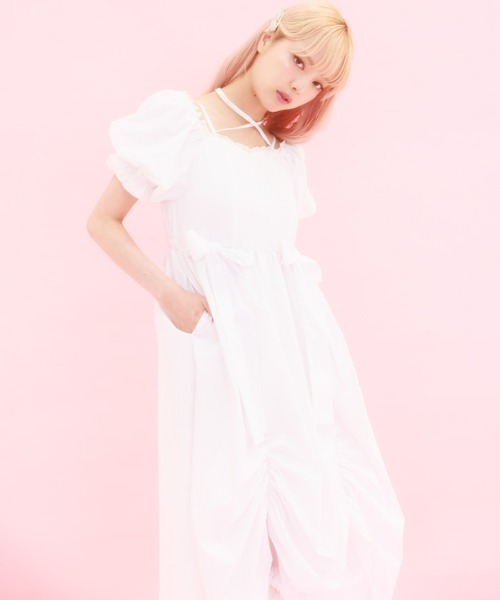 FickleBebe(フィクルベベ)の「パフスリーブリボンサマードレス(ワンピース・レディース・ブラック/ホワイト・0/1)」の3枚目の写真