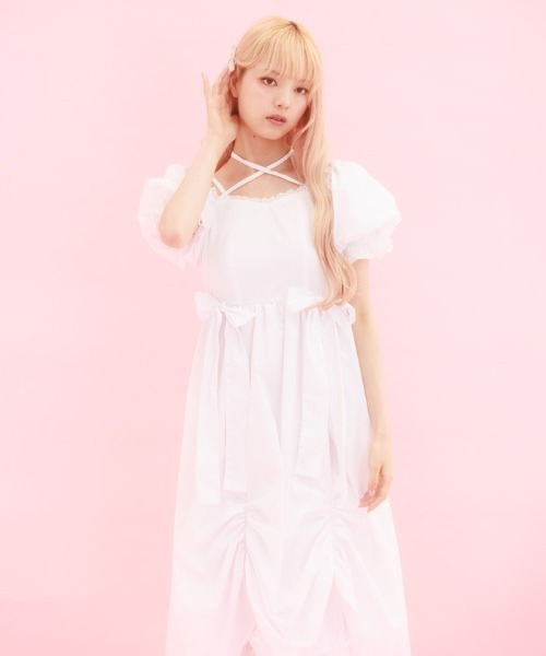 FickleBebe(フィクルベベ)の「パフスリーブリボンサマードレス(ワンピース・レディース・ブラック/ホワイト・0/1)」の14枚目の写真