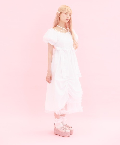 FickleBebe(フィクルベベ)の「パフスリーブリボンサマードレス(ワンピース・レディース・ブラック/ホワイト・0/1)」の15枚目の写真