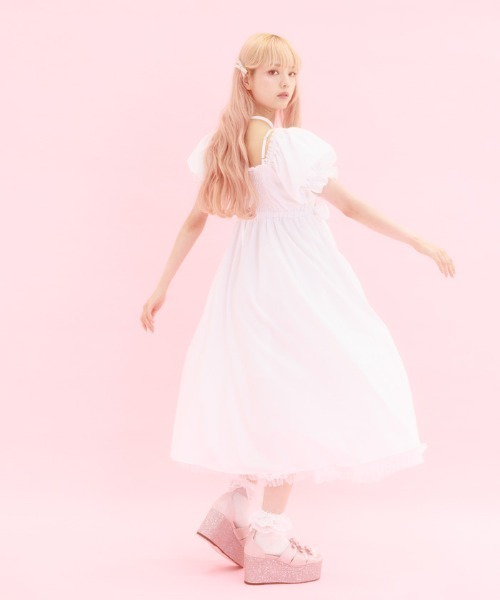 FickleBebe(フィクルベベ)の「パフスリーブリボンサマードレス(ワンピース・レディース・ブラック/ホワイト・0/1)」の16枚目の写真