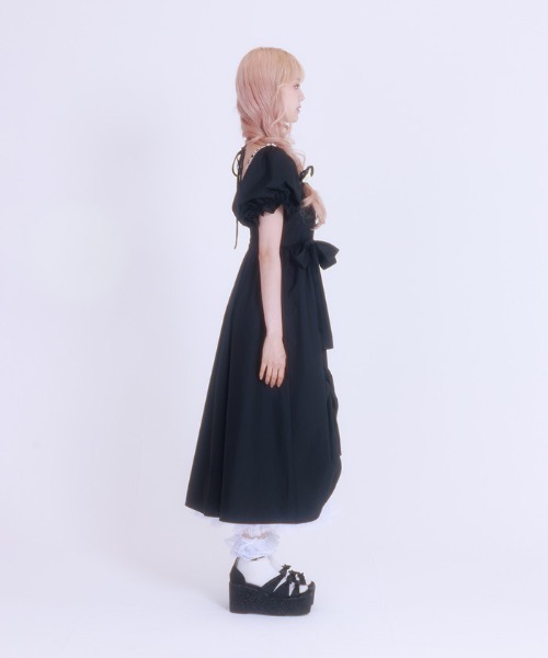 FickleBebe(フィクルベベ)の「パフスリーブリボンサマードレス(ワンピース・レディース・ブラック/ホワイト・0/1)」の11枚目の写真