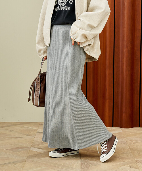 FREAK'S STORE（フリークスストア）の「＜新色追加＞ リブマーメイドスカート/ニットスカート（スカート・レディース・グレー/ブラック/レッド/ネイビー/ブラウン・ﾌﾘ-）」の2枚目の写真