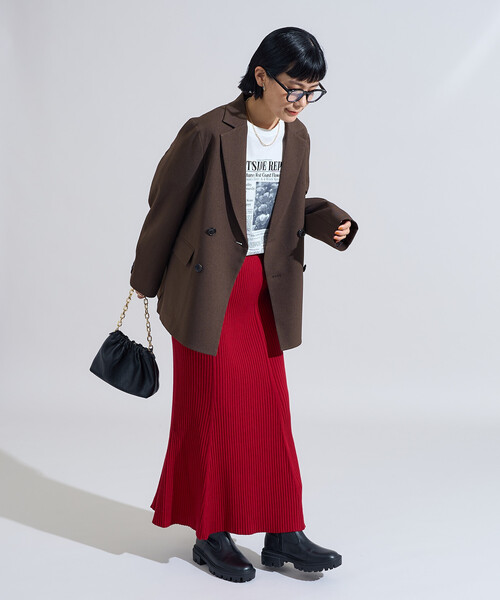 FREAK'S STORE（フリークスストア）の「＜新色追加＞ リブマーメイドスカート/ニットスカート（スカート・レディース・グレー/ブラック/レッド/ネイビー/ブラウン・ﾌﾘ-）」の15枚目の写真