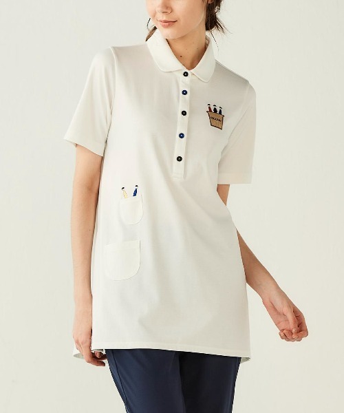 マロンくん　ピッコーネ　シャツチュニック　ビーズ刺繍ロゴ スポーツベア刺繍クルーネックTシャツ