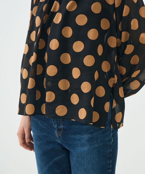 TOMORROWLAND ドット柄長袖ブラウス 36 TOMORROWLAND （トゥモローランド）の「ドットプリント ボウタイ