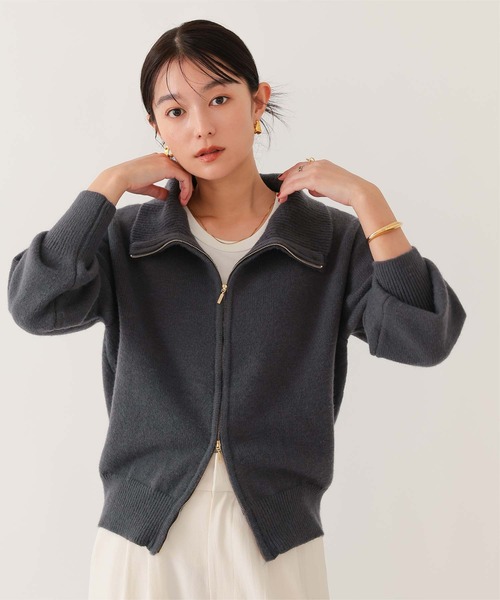 UR'S（ユアーズ）の「ビッグカラーZIPニット（ニット/セーター・レディース・チャコール/ネイビー/レッド/ホワイト・S/M/L）」の16枚目の写真