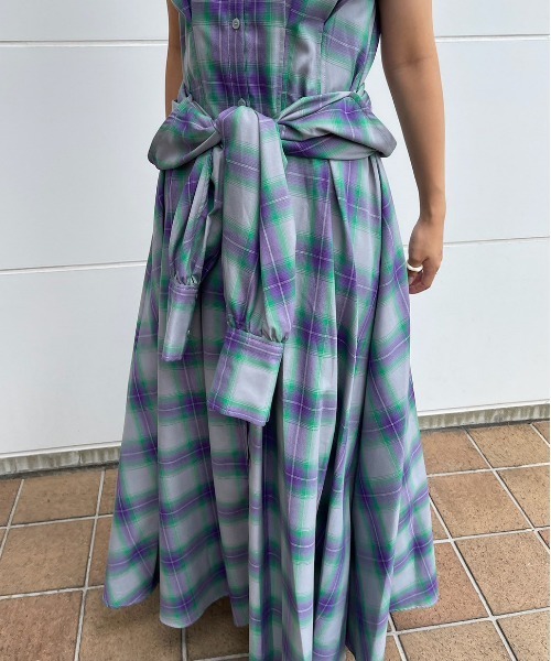 ワンピース AMERI 3WAY OMBRE CHECK FLARE DRESS 3WAY OMBRE CHECK FLARE DRESS（ワンピース）｜Ameri（アメリ