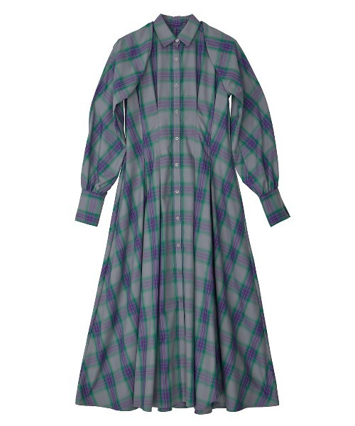 セール】3WAY OMBRE CHECK FLARE DRESS（ワンピース）｜Ameri（アメリ