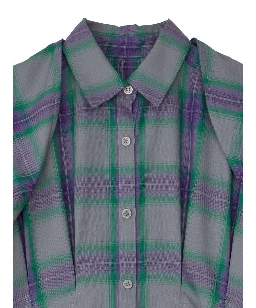 Ameri(アメリ)の「3WAY OMBRE CHECK FLARE DRESS(ワンピース・レディース・グレー/ブラウン・MEDIUM/SMALL)」の13枚目の写真