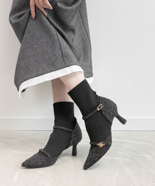 パンプスライクニットドッキングブーツ（ブーツ）｜RANDA