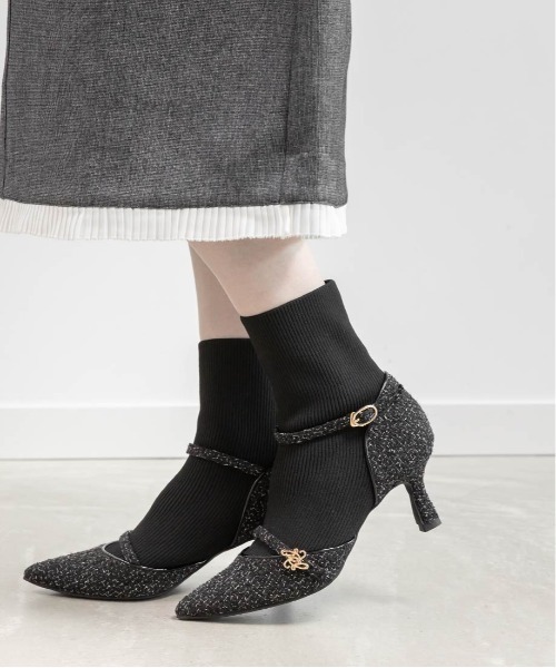 RANDA（ランダ）の「パンプスライクニットドッキングブーツ（ブーツ・レディース・グレー/ブラック/グレイッシュベージュ・M/L/LL/S）」の7枚目の写真