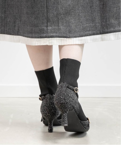 RANDA（ランダ）の「パンプスライクニットドッキングブーツ（ブーツ・レディース・グレー/ブラック/グレイッシュベージュ・M/L/LL/S）」の8枚目の写真