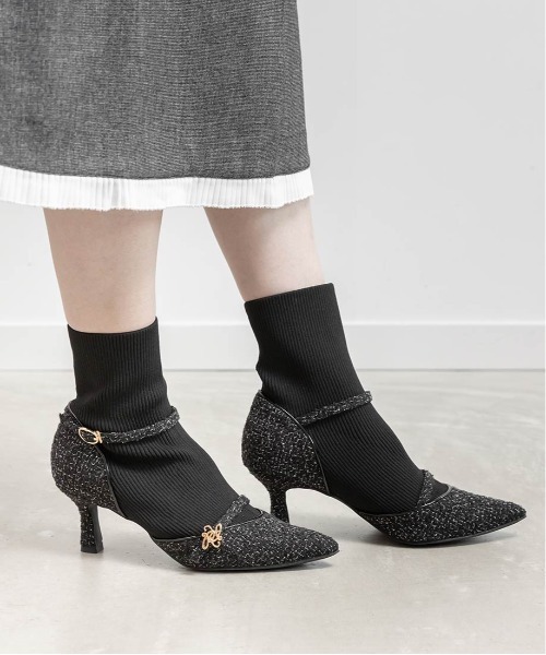 RANDA（ランダ）の「パンプスライクニットドッキングブーツ（ブーツ・レディース・グレー/ブラック/グレイッシュベージュ・M/L/LL/S）」の9枚目の写真