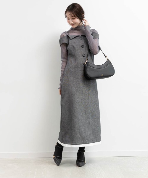 RANDA（ランダ）の「パンプスライクニットドッキングブーツ（ブーツ・レディース・グレー/ブラック/グレイッシュベージュ・M/L/LL/S）」の11枚目の写真