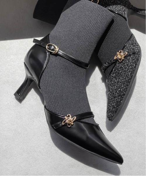 セール】パンプスライクニットドッキングブーツ（ブーツ）｜RANDA