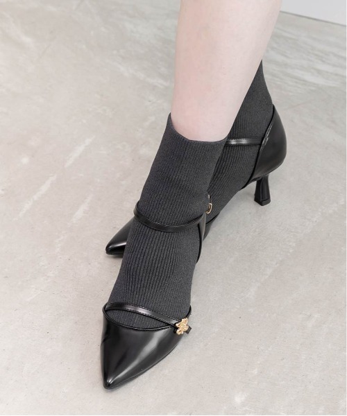 RANDA（ランダ）の「パンプスライクニットドッキングブーツ（ブーツ・レディース・グレー/ブラック/グレイッシュベージュ・M/L/LL/S）」の14枚目の写真